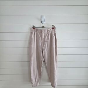 Abercrombie & Fitch Gingham High-Rise Pleated Linen Blend Cropped Pants - Size M